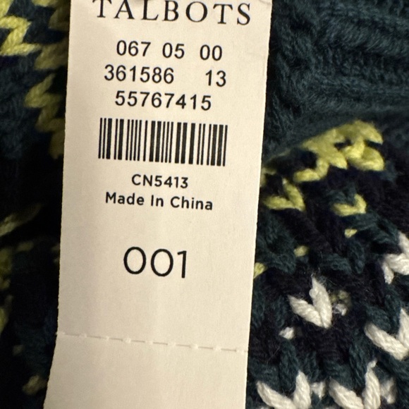 New Talbots Multicolor Knit scarf fair isle - Picture 3 of 4